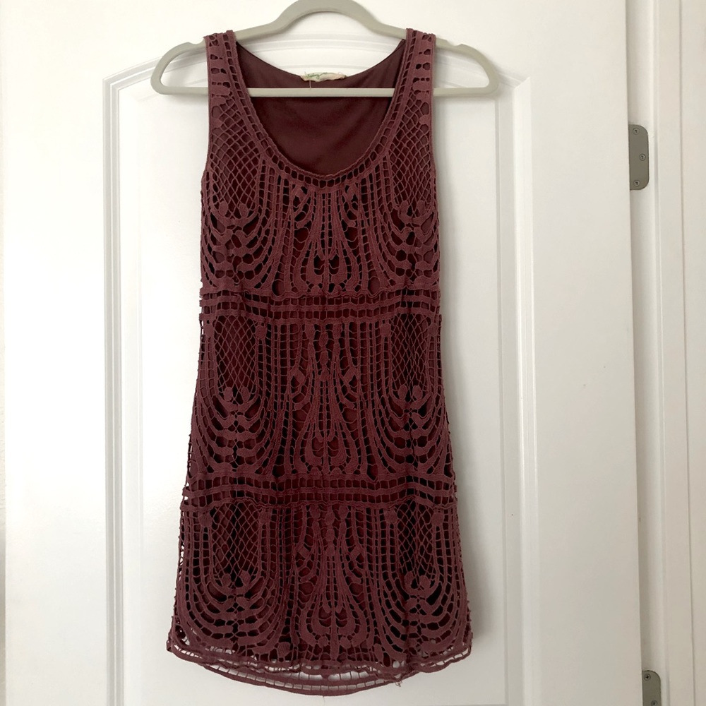 Staring at Stars Urban Outfitters Mauve crochet shift dress 0